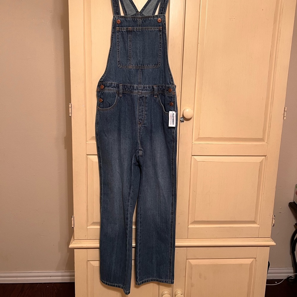 Old navy BNWT girls full length overalls • med blue • size 14-16